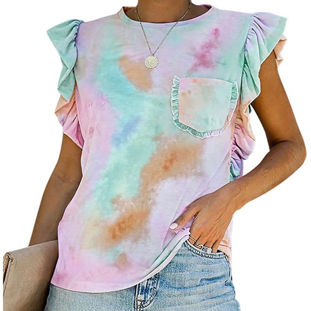 Ruffle Sleeve Top - NWOT - L